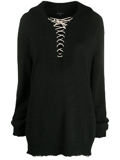 Ann Demeulemeester Oversized Lace-up Jumper In Black