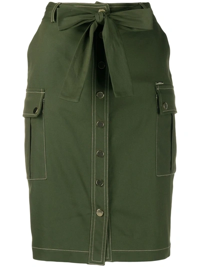 Liu •jo Buttoned Straight Skirt In Green