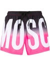 Moschino Logo Print Swim Shorts In Pink