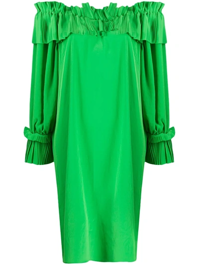 P.a.r.o.s.h Pleated Trim Midi Dress In Green