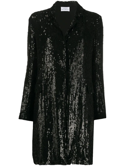 P.a.r.o.s.h Sequinned Open-front Coat In Black