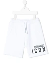 Dsquared2 Kids' Icon Logo Printed Track Shorts In White