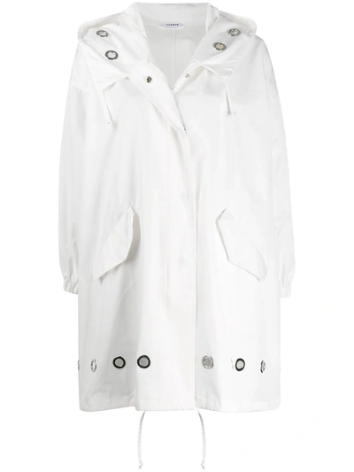 P.a.r.o.s.h Hooded Eyelet Coat In White