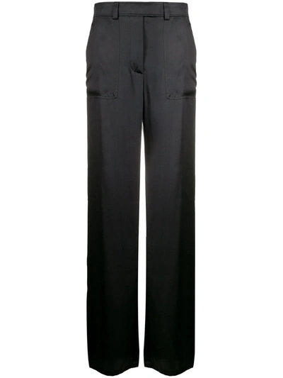 Tom Ford High-rise Wide-leg Satin Trousers In Black