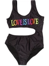 Alberta Ferretti Teen Love Is Love Swimsuit In Black