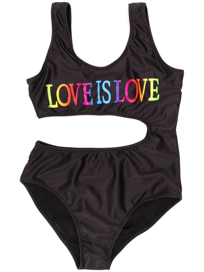 Alberta Ferretti Teen Love Is Love Swimsuit In Black
