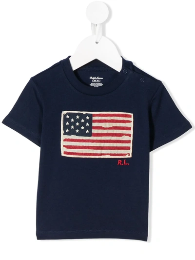 Ralph Lauren Babies' Flag Print T-shirt In Blue
