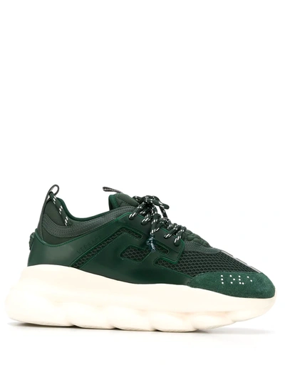 Versace Chain Reaction Panelled Sneakers In Green