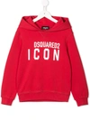 Dsquared2 Kids' Icon Logo Printed Hoodie In Red