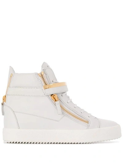 Giuseppe Zanotti High-top Zipped Sneakers In White