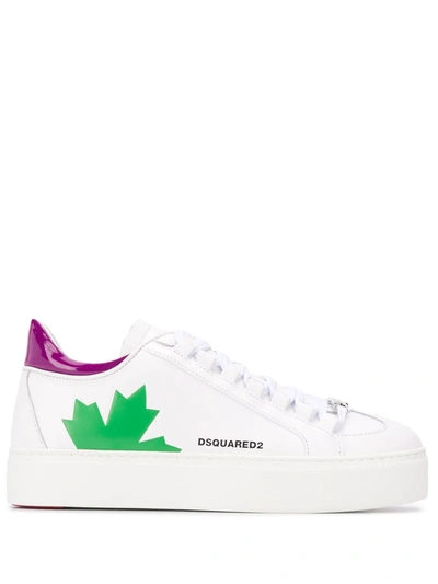 Dsquared2 Vinyl Panelled Flatform Trainers In White