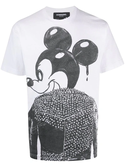 Domrebel Mickey Mouse Print T-shirt In White