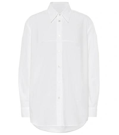 Mm6 Maison Margiela Logo Print Cotton Poplin Shirt In White