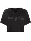 Mm6 Maison Margiela Cropped Logo Cotton Jersey T-shirt In Black