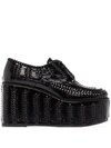 Prada 95mm Woven Leather Platform Brogues In Black