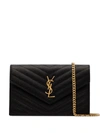 Saint Laurent Ysl Chevron-quilted Grained-leather Shoulder Bag In Black