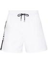 Balmain Logo Stripe Swim Shorts In White