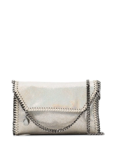 Stella Mccartney Falabella Holographic Clutch Bag In Grey