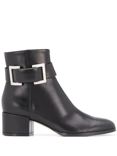 Sergio Rossi Buckle Ankle Boots In Black