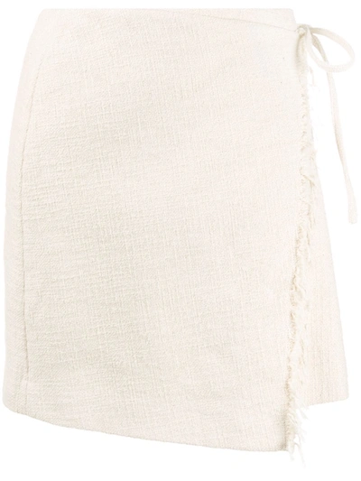 Nanushka Delaney Tweed Wrap Skirt In Neutrals