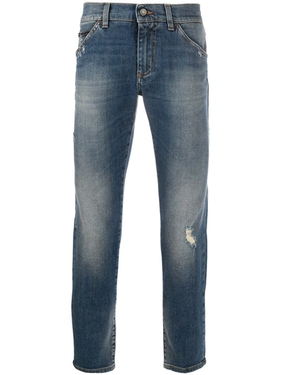 Dolce & Gabbana Logo Patch Skinny Jeans In Blue