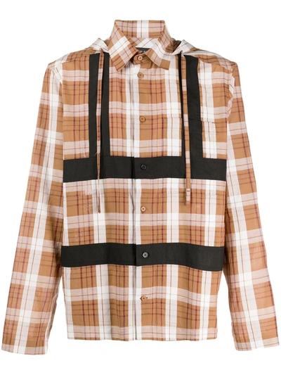 Craig Green Contrast Details Checked Shirt In Brown