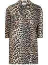 Ganni Leopard Print Wrap Shirt In Neutrals