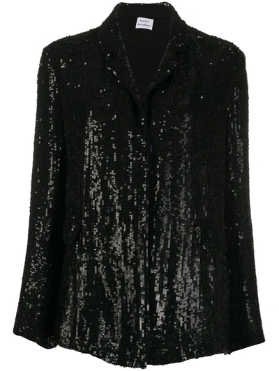 P.a.r.o.s.h Sequinned Open-front Blazer In Black