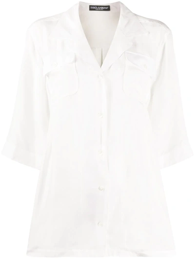 Dolce & Gabbana Silk Crepe De Chine Shirt In White