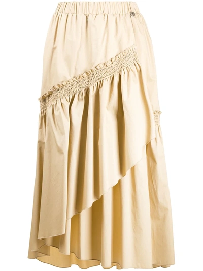Twinset Layered Midi Skirt In Camel