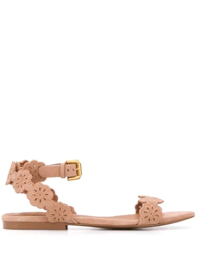 See By Chloé Cut-out Flower Sandals In Neutrals