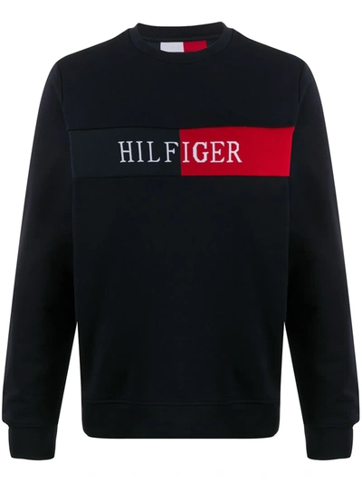 Tommy Hilfiger Colour Block Logo Sweatshirt In Blue