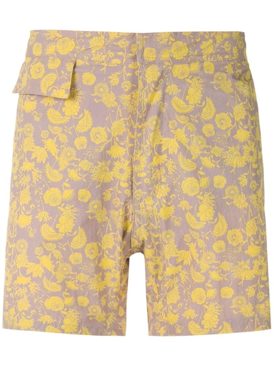 Amir Slama Floral Tactel Swim Shorts In Yellow