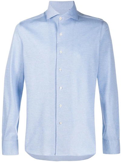 Canali Spread-collar Shirt In Blue