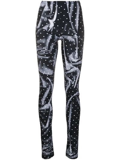 Mm6 Maison Margiela Tie-dye Polka Dot Print Leggings In Black