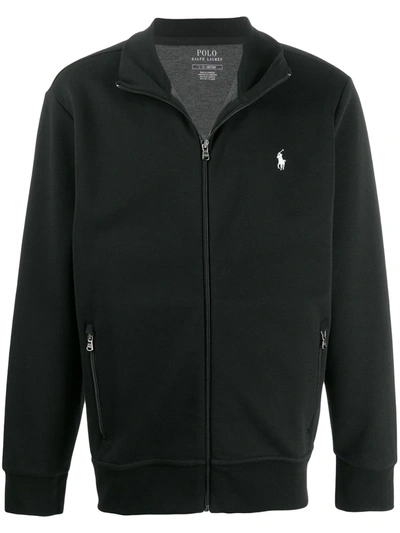 Polo Ralph Lauren Embroidered Logo Zip-up Sweatshirt In Black