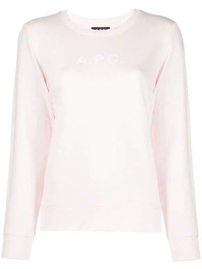 Apc Logo-print Crew Neck Sweatshirt In Pink