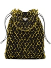 Prada Large Printed-mesh Tote Bag In Black