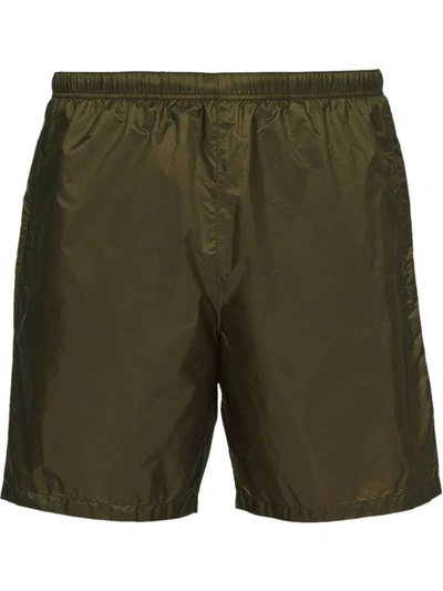 Prada Nylon Swimming Shorts In Green