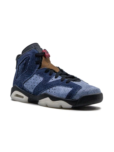 Jordan Kids' Air  6 Retro "washed Denim" Trainers In Blue