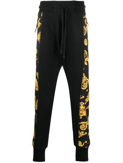 Versace Jeans Couture Baroque-print Panelled Sweatpants In Black