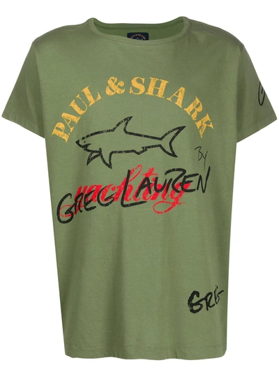 Paul & Shark Logo Print T-shirt In Green