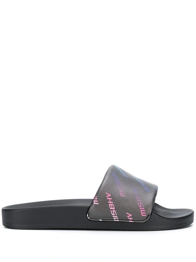 Misbhv All-over Gradient Logo Slides In Black