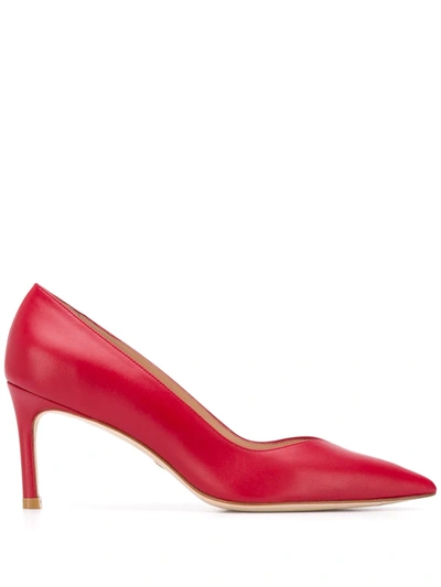Stuart Weitzman Pointed Mid-heel Pumps In Red
