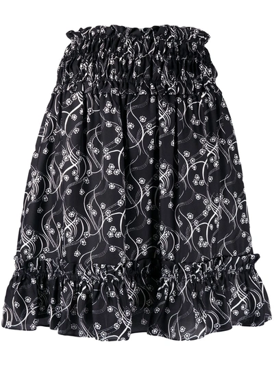 Kenzo Smocked Waist Mini Skirt In Black