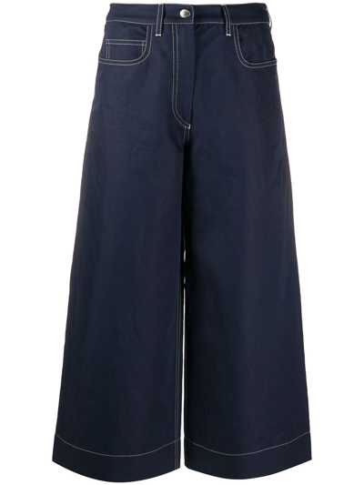 Kenzo Wide Leg Jeans With Application In Blue