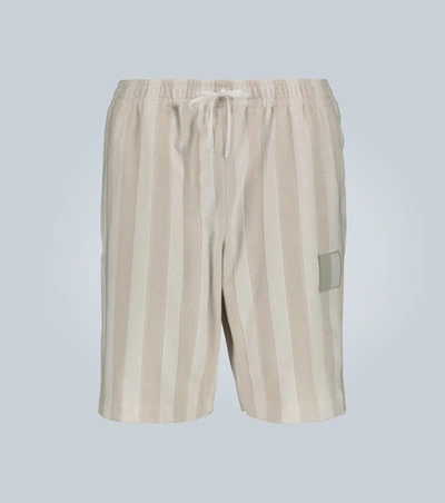 Fendi Striped Toweling Shorts In Beige
