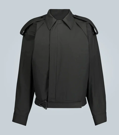 Bottega Veneta Technical Coated Jacket With Belt In 1002 Off Bl