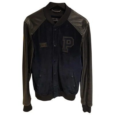Pre-owned Philipp Plein Leather Jacket In Navy