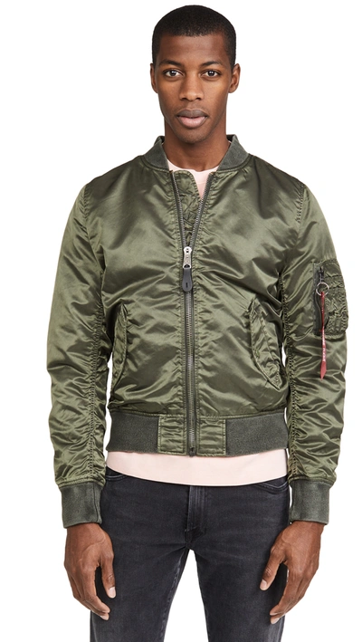 Alpha Industries L2b Blood Chit Battlewash Flight Jacket In Green